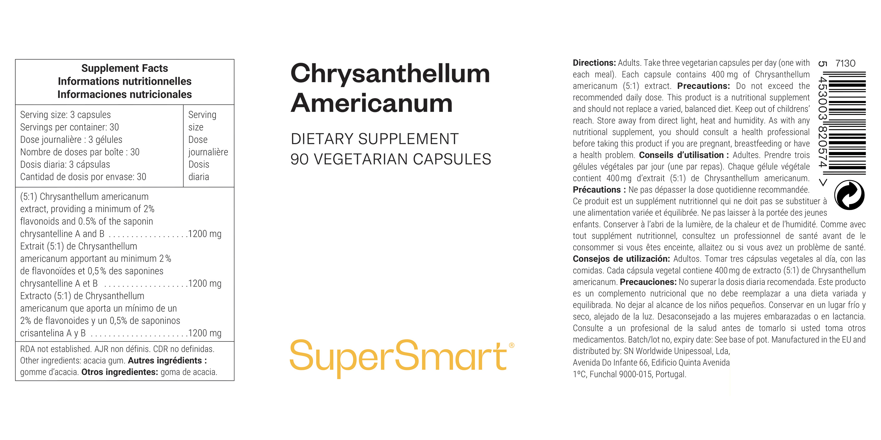 Complemento alimenticio de Chrysantellum americanum