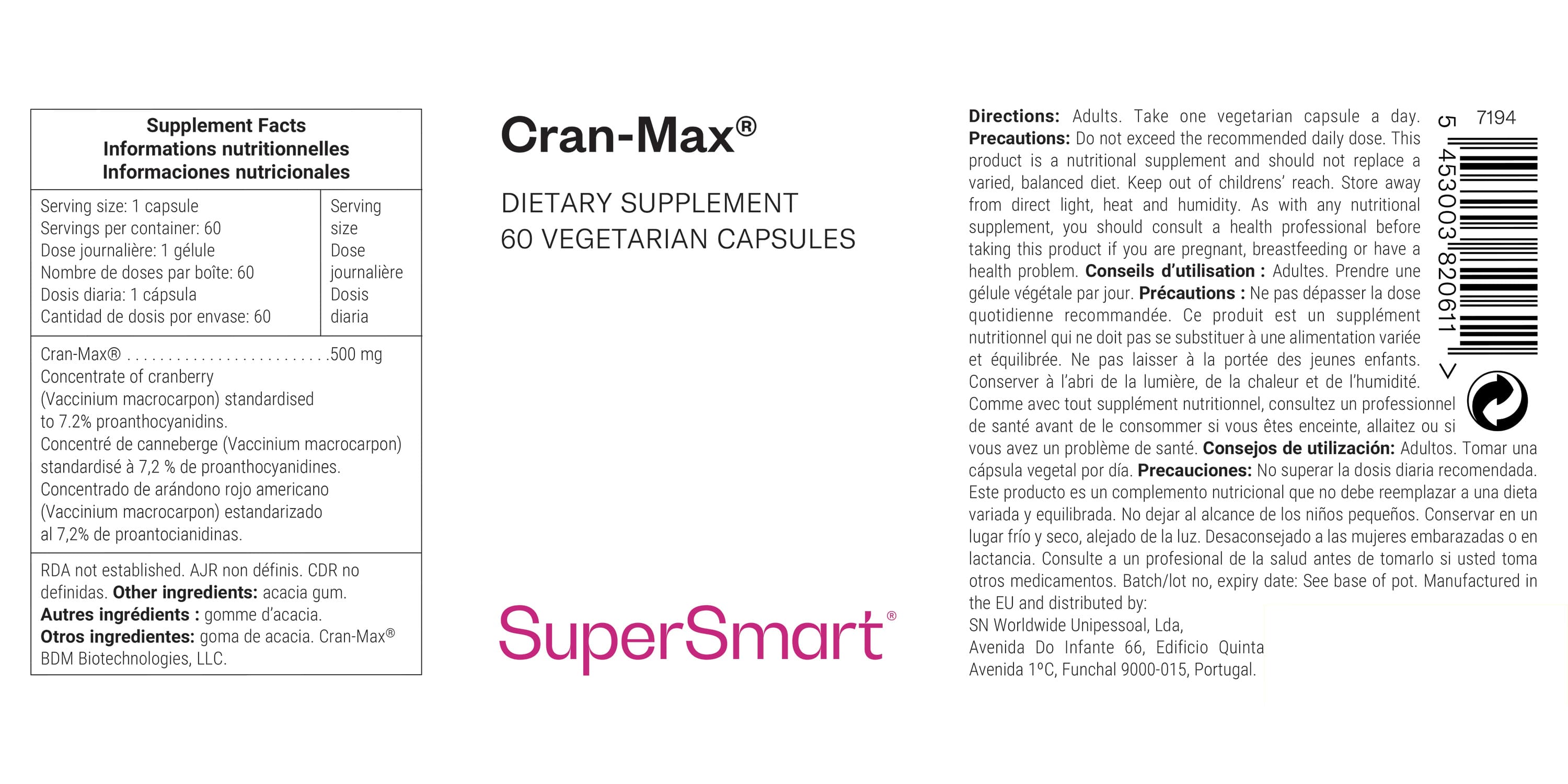 Complément alimentaire de canneberge contre la cystite