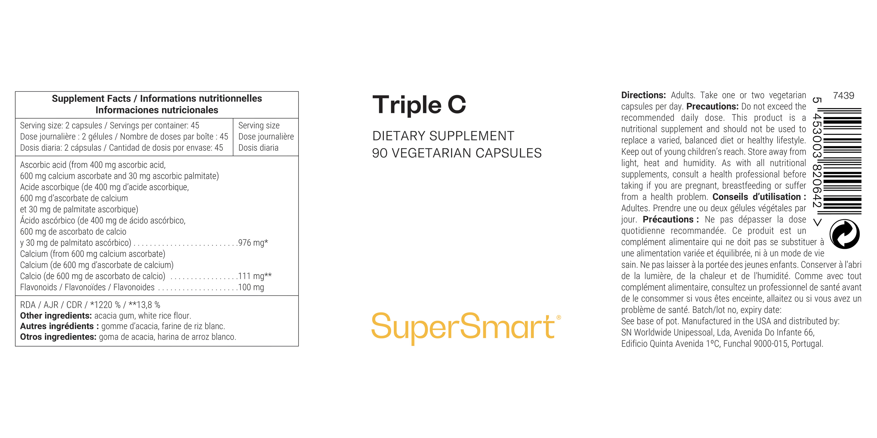 Complemento alimenticio de vitamina C para la inmunidad