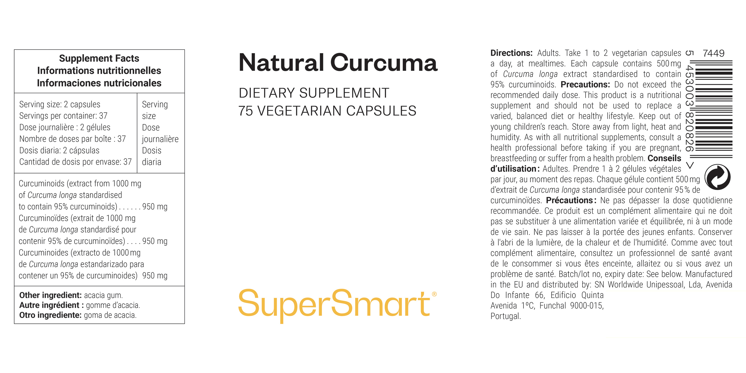 Natural Curcuma suplemento ayurvédico