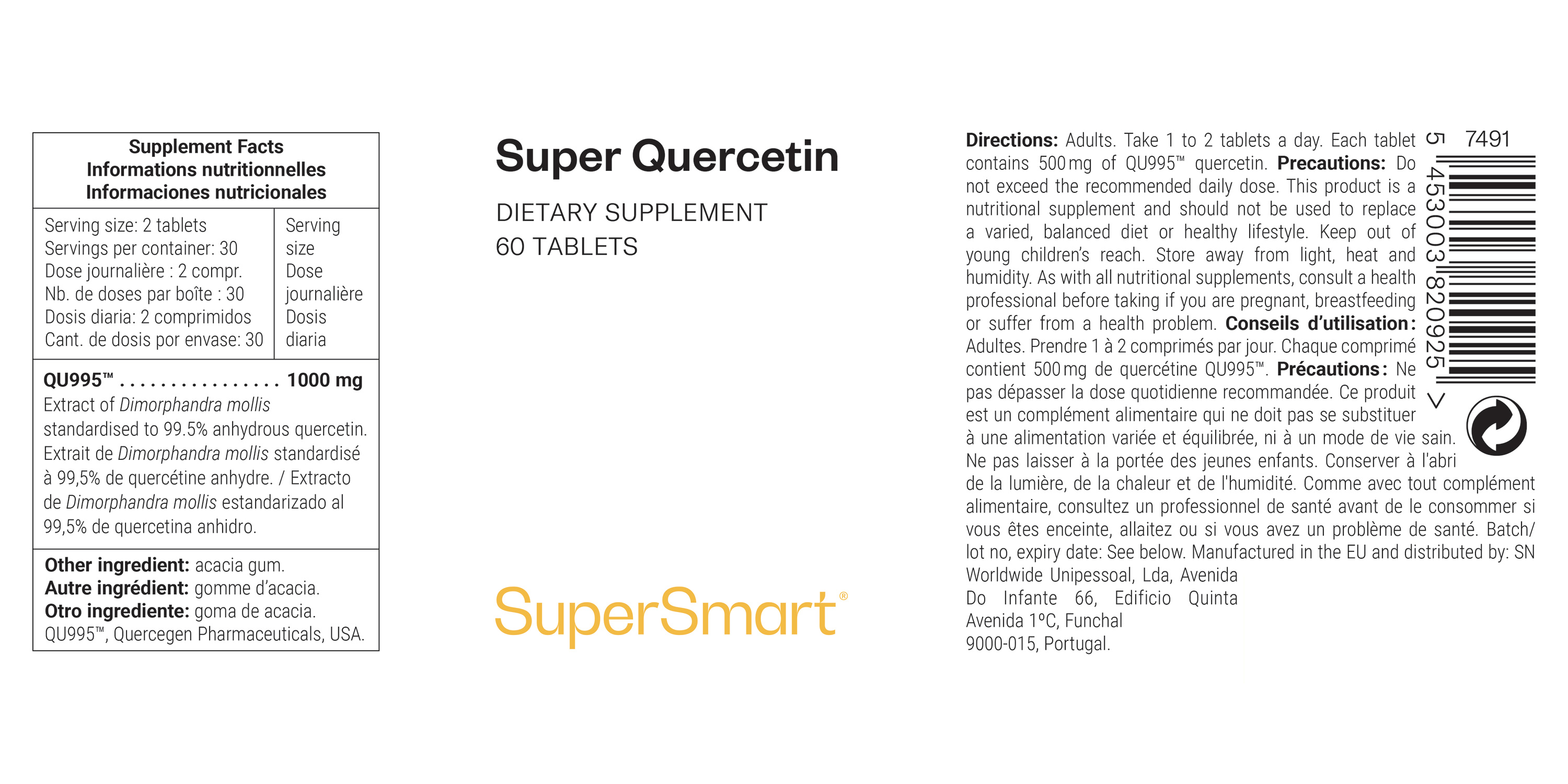 Super Quercetina suplemento alimentar, alívio para alergias natural