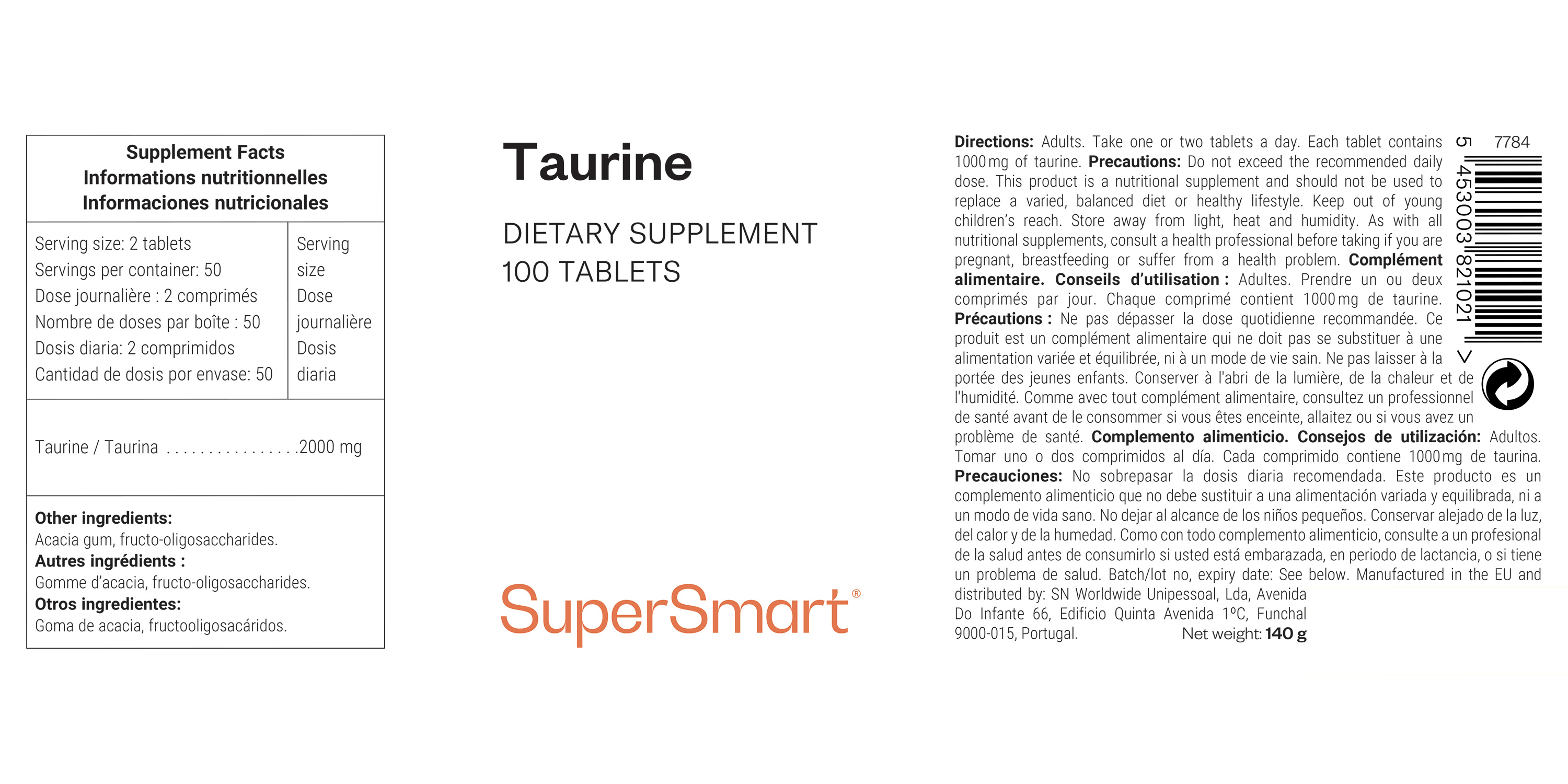 Complément alimentaire à base de taurine