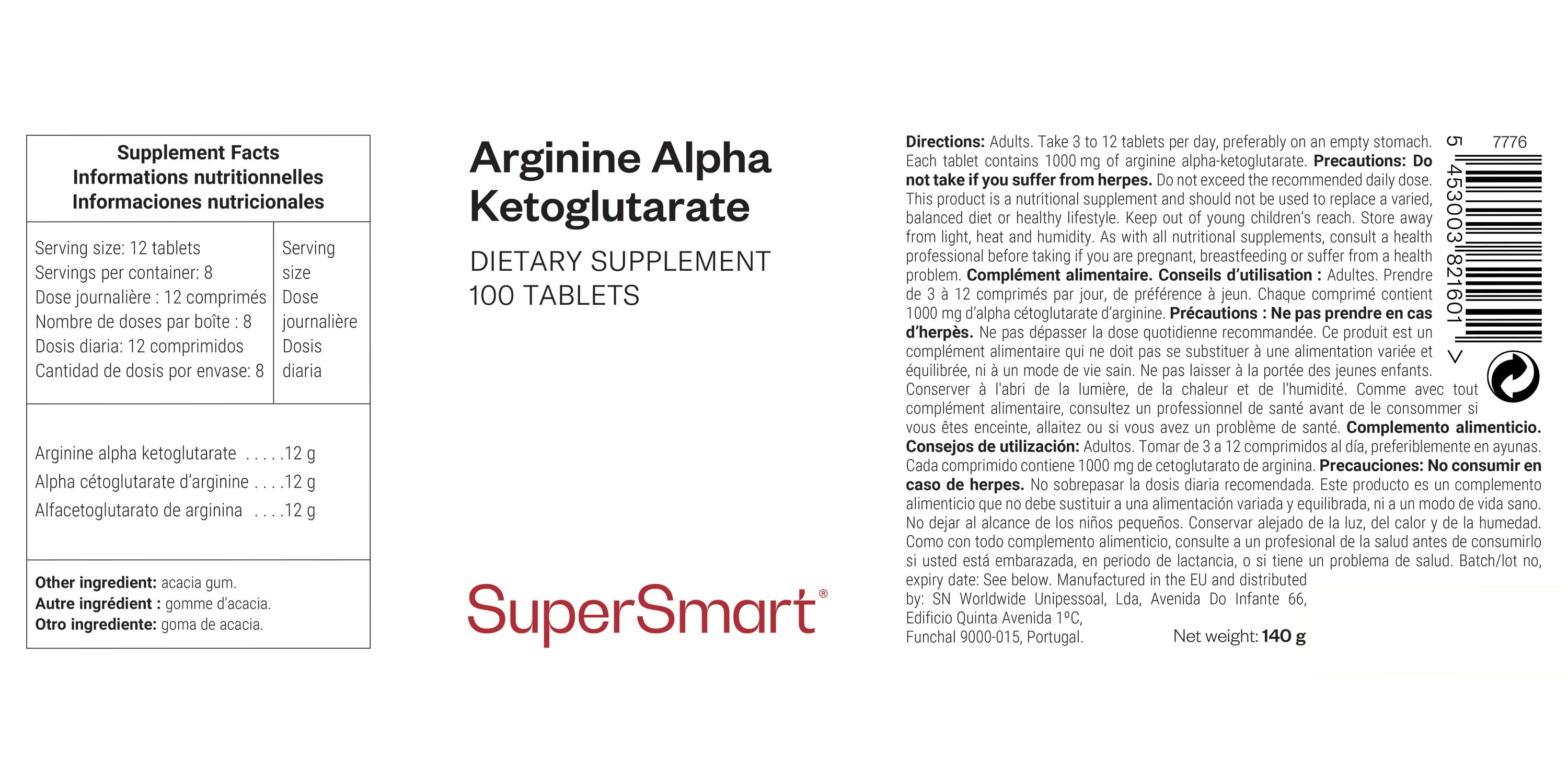 Complément alimentaire Arginine Alpha Ketoglutarate (AAKG)