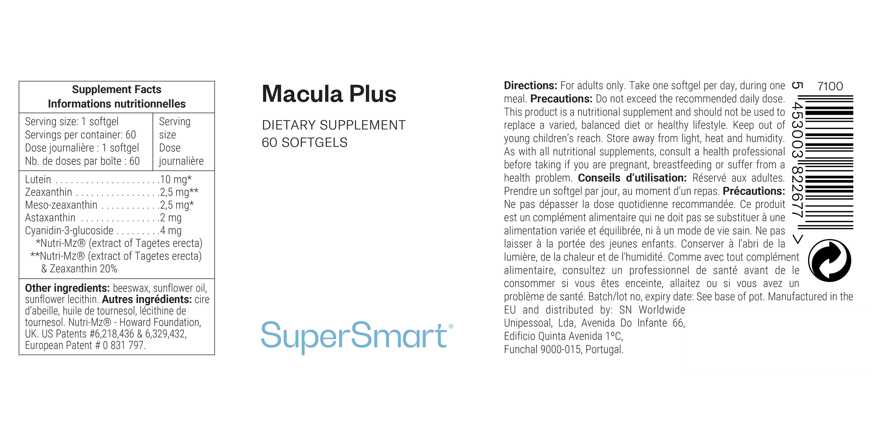 Macula Plus suplemento alimentar, contribui para a saúde ocular