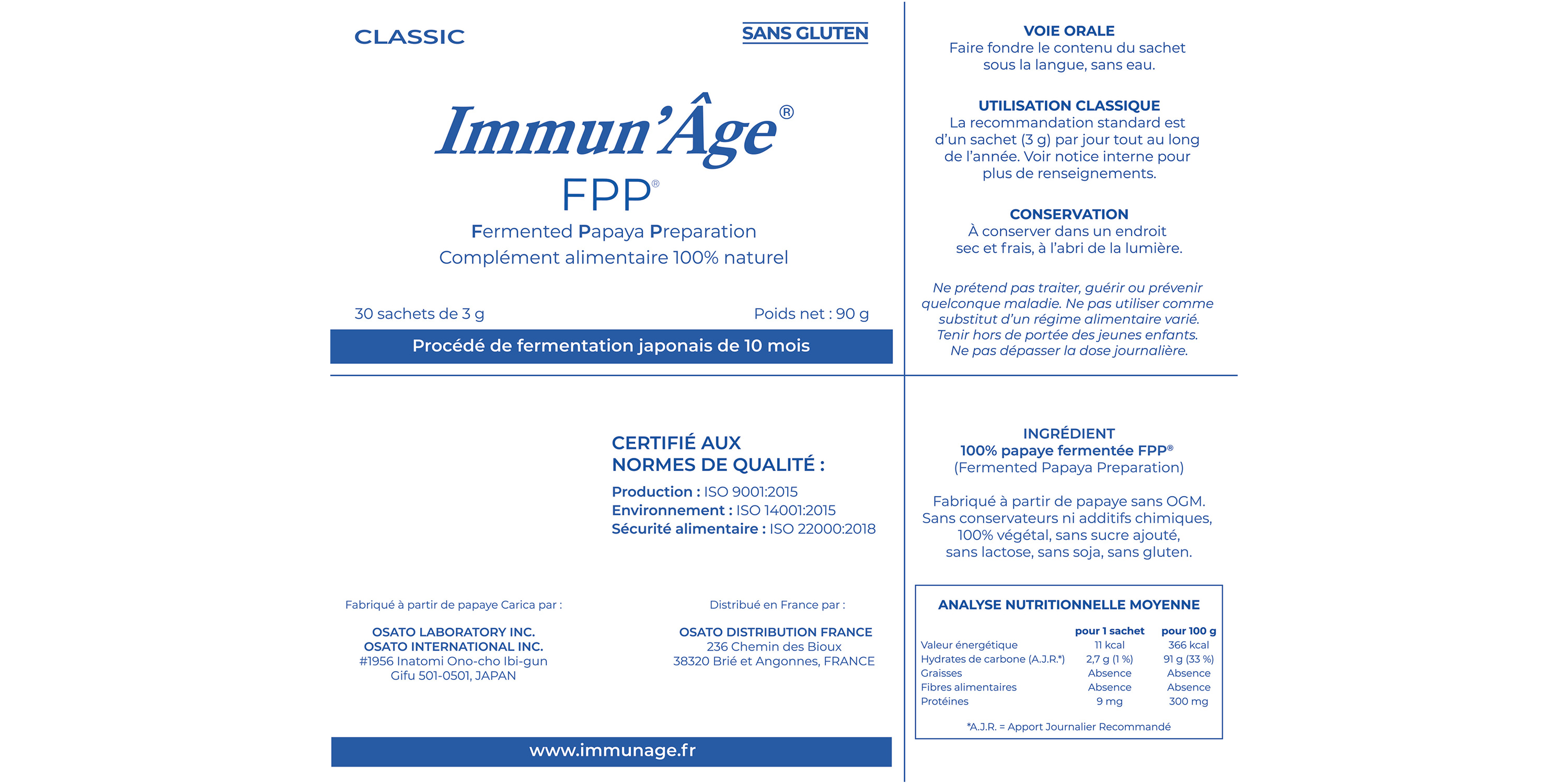 Immun'Âge® dietary supplement, fermented papaya preparation