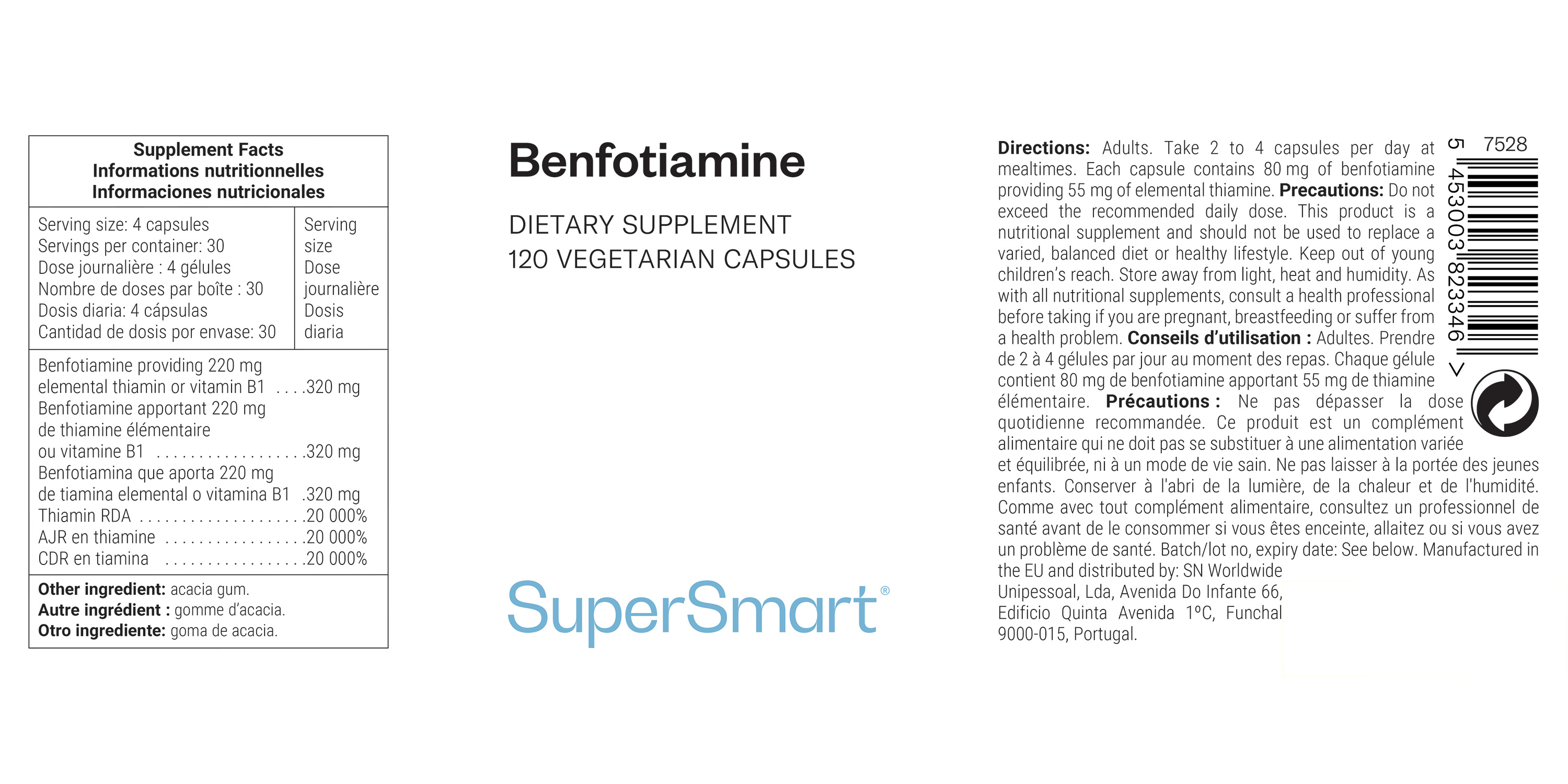 Complément alimentaire à base de benfotiamine, contribue au contrôle de la glycémie