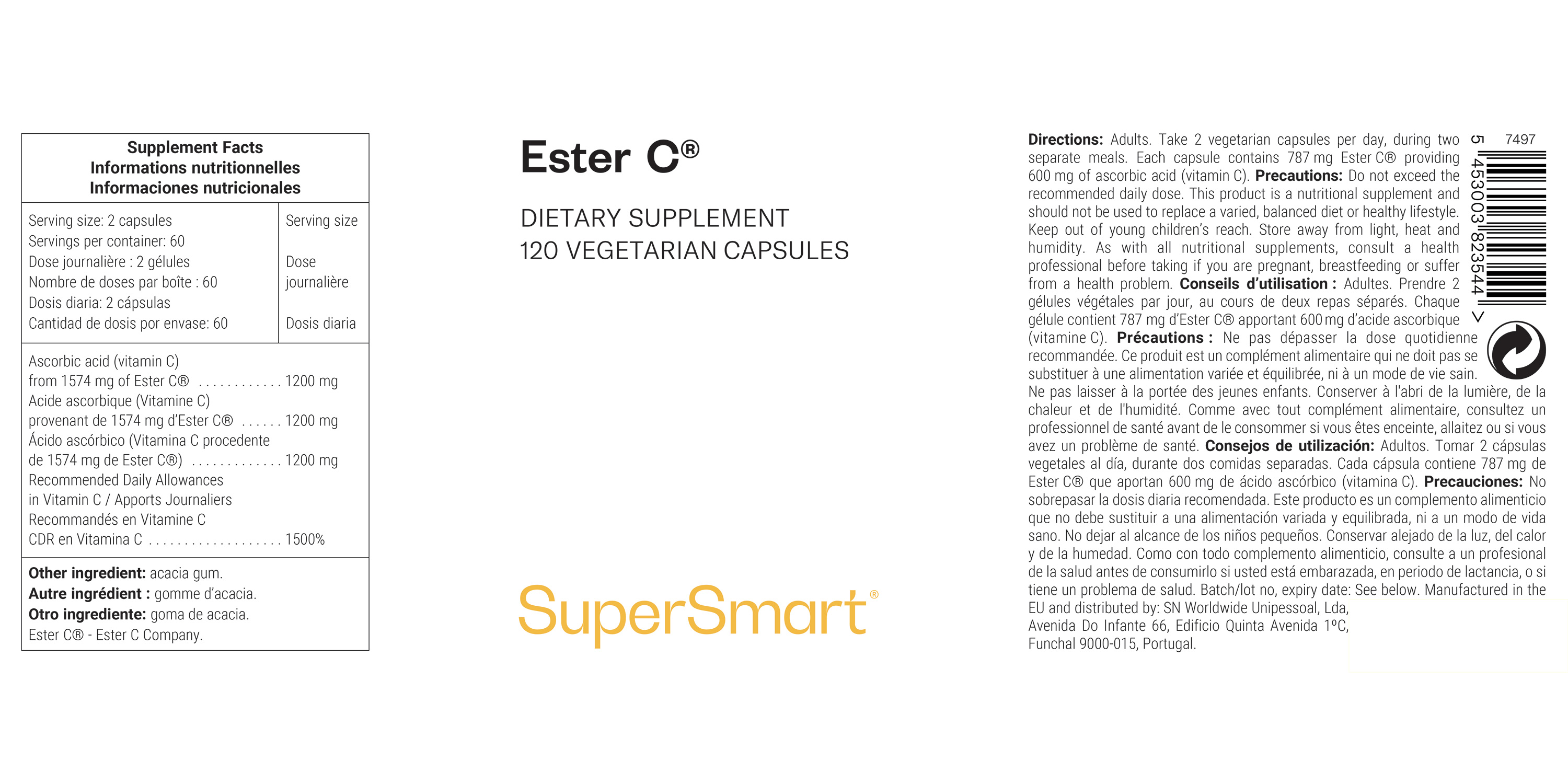 Ester C® suplemento alimentar, forma não ácida