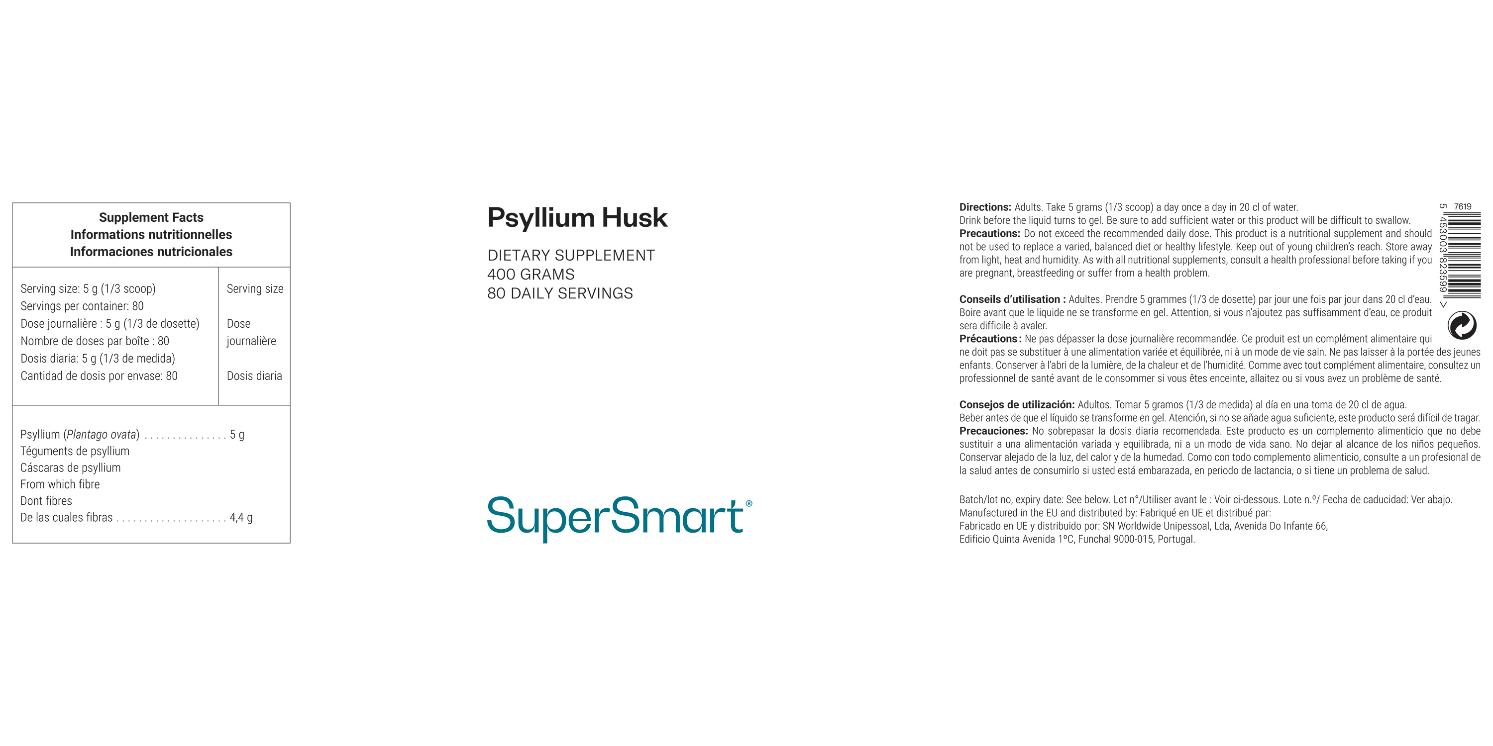 Psyllium Husk dietary supplement, natural dietary fiber