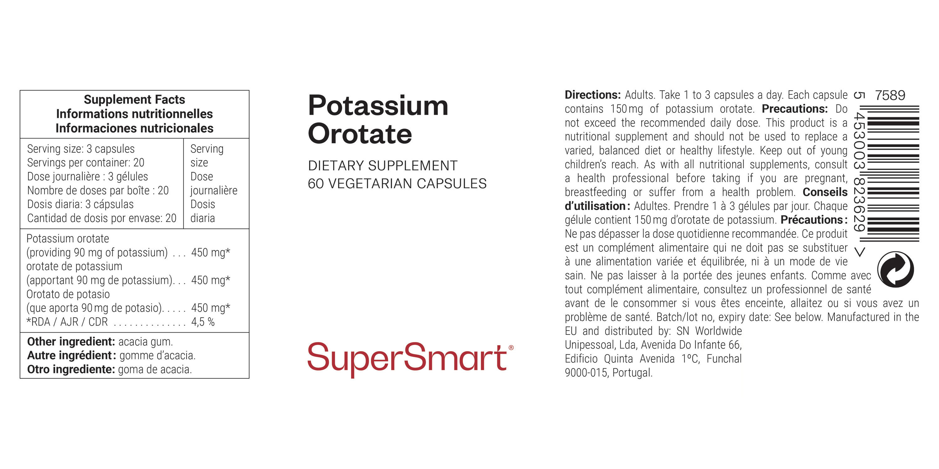 Potassium Orotate dietary supplement