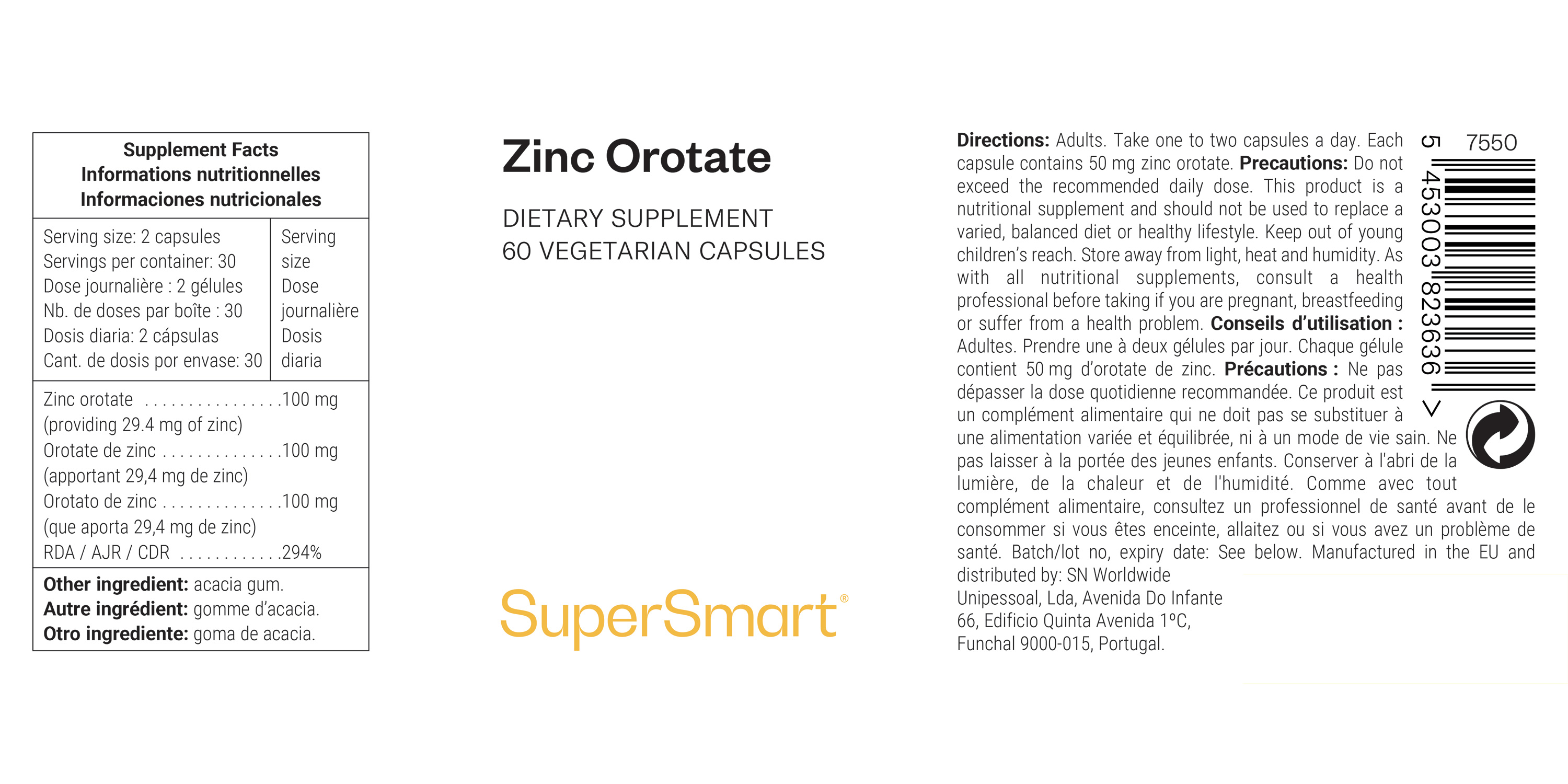 Zinc Orotate dietary supplement