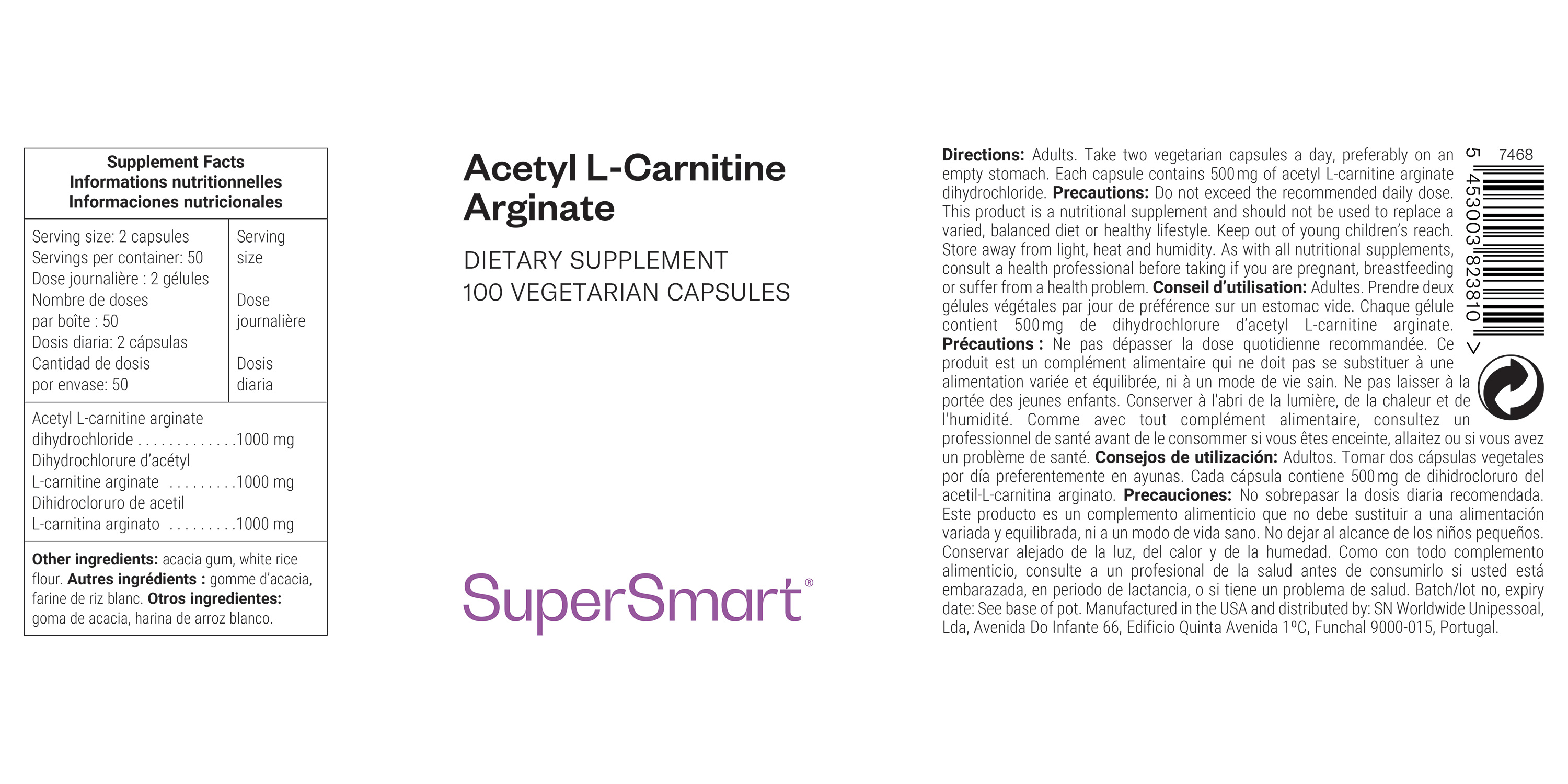 Suplemento de Arginato de Acetil L-Carnitina