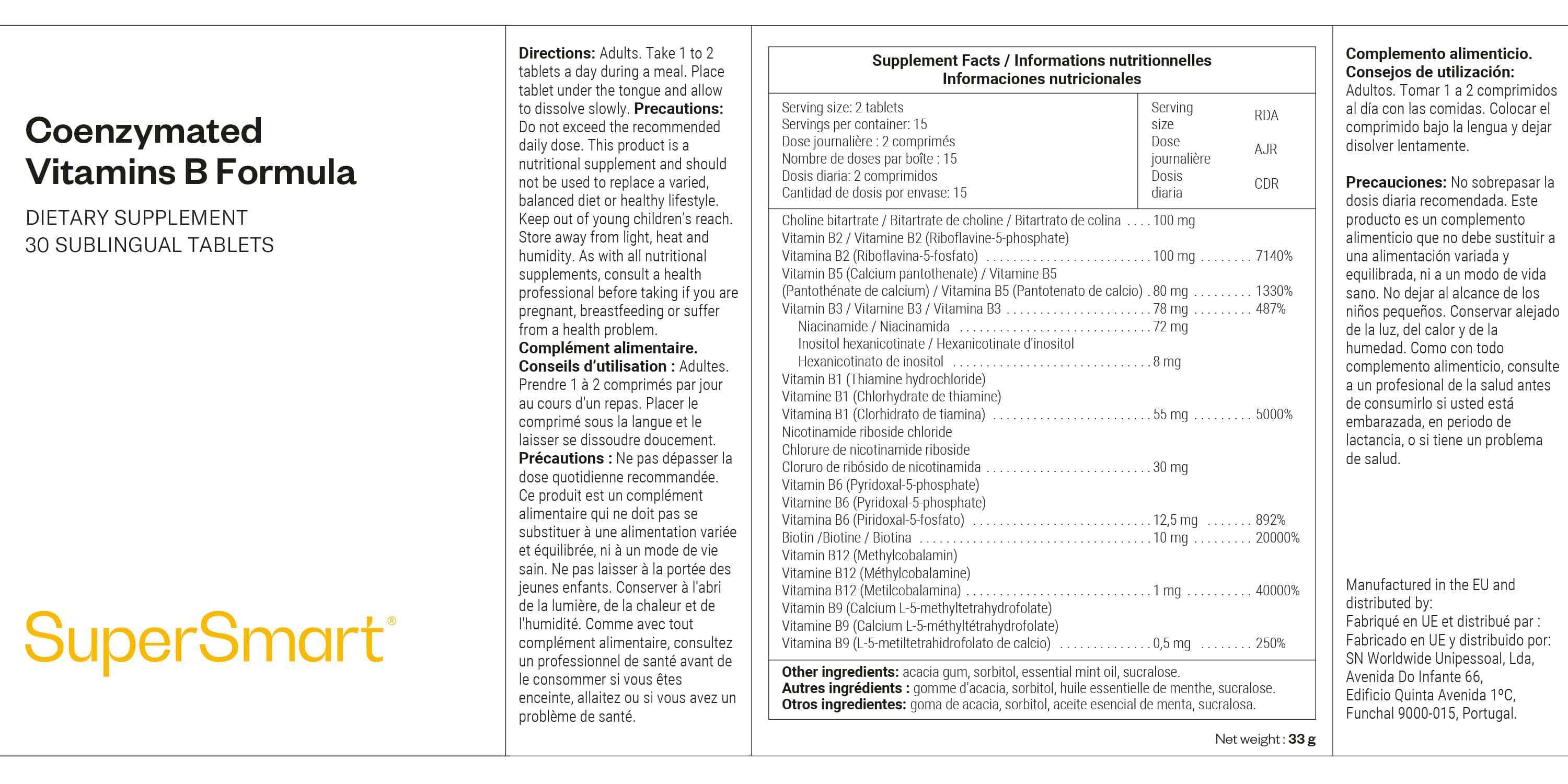 Complexe de vitamines B coenzymées