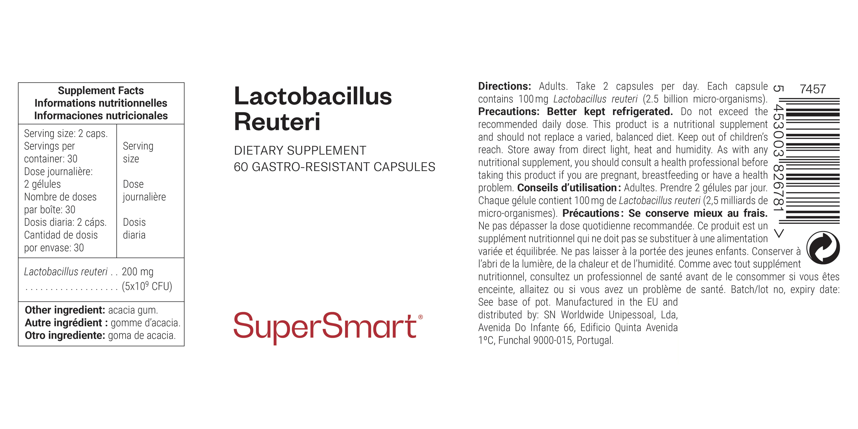 Complément probiotique Lactobacillus reuteri