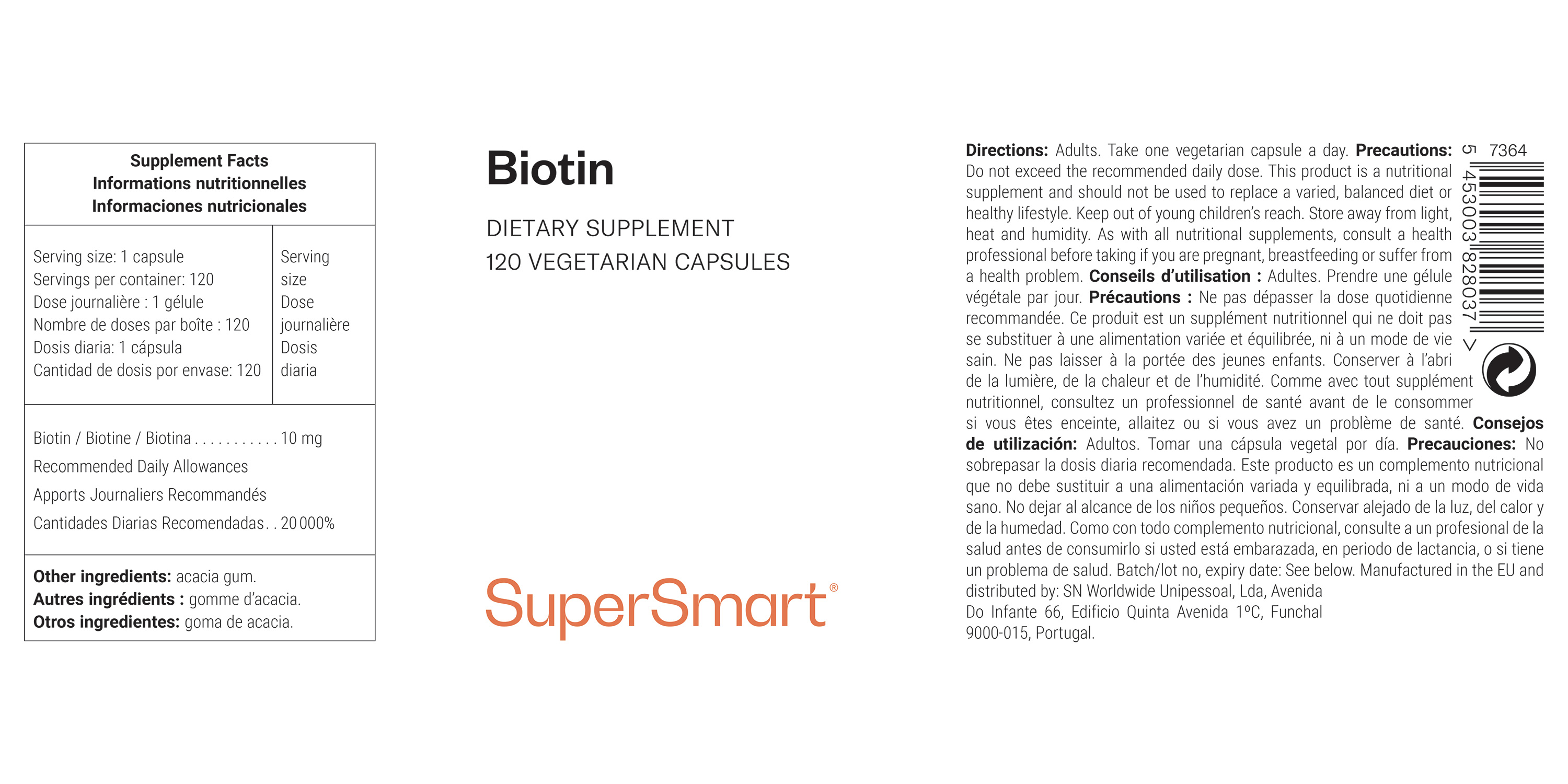 Pot met voedingssupplement Biotine, oftewel vitamine B8 