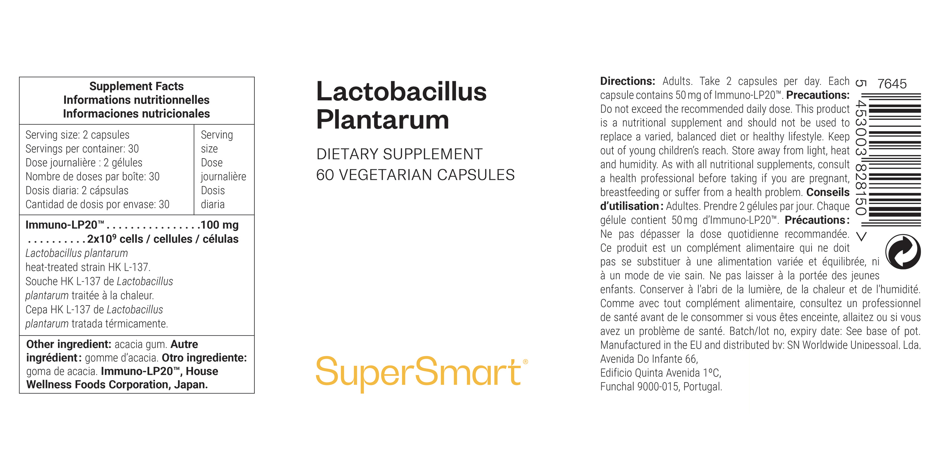 Probiótico de Lactobacillus plantarum HK L-137