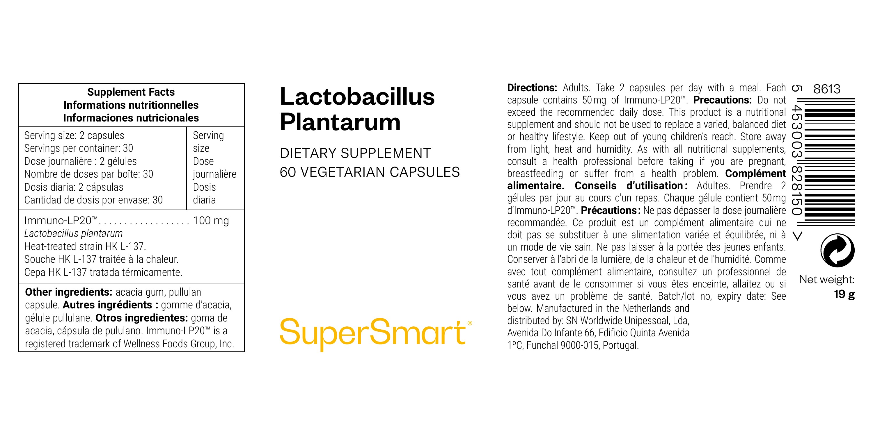 Probiotique de Lactobacillus plantarum HK L-137
