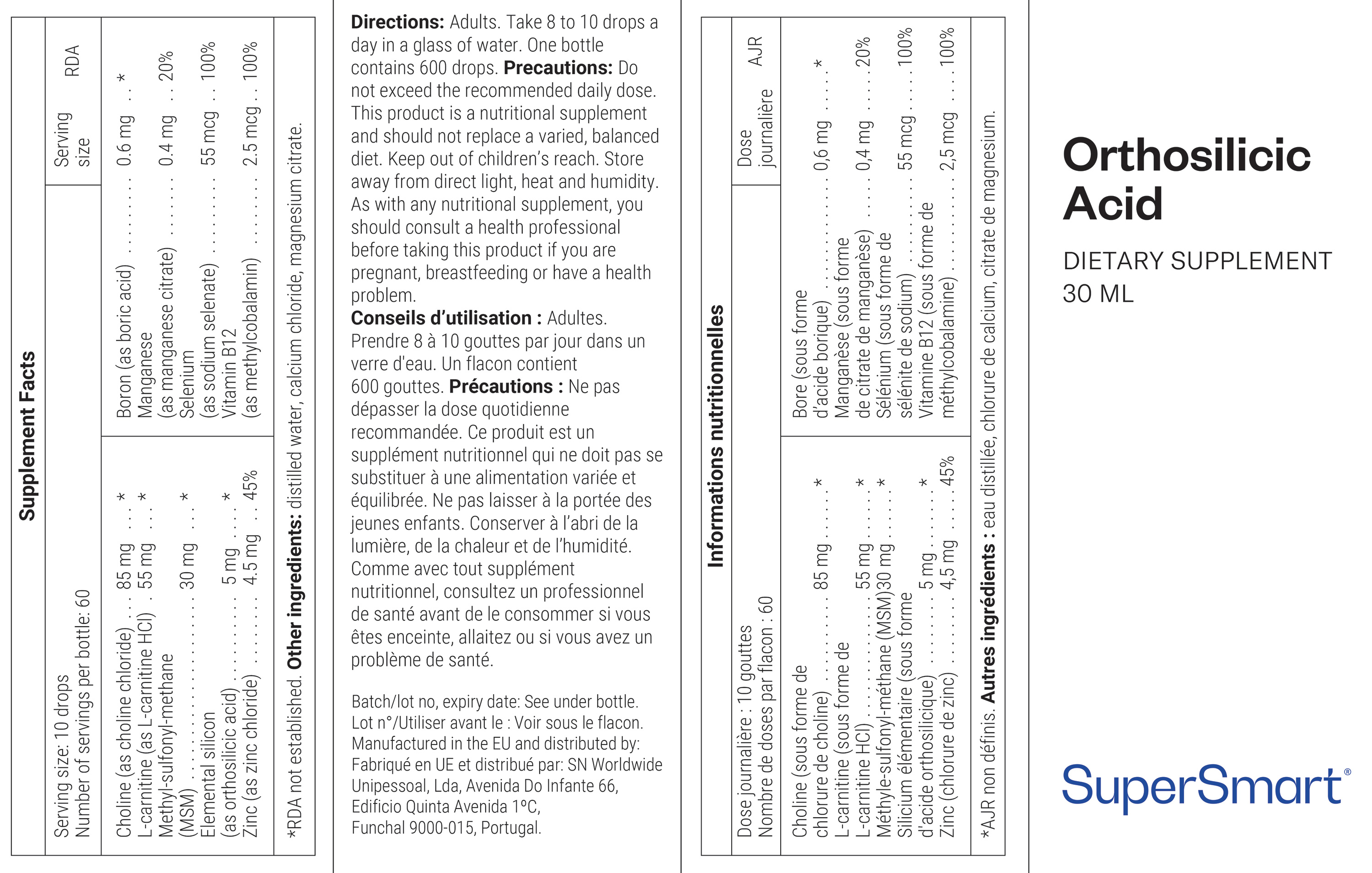 Supplement van orthosiliciumzuur met choline