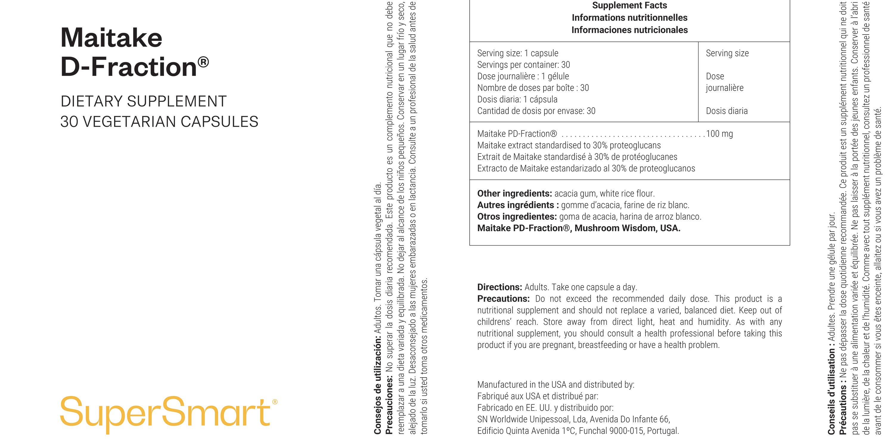 Suplemento alimentar de D-Fraction de maitake