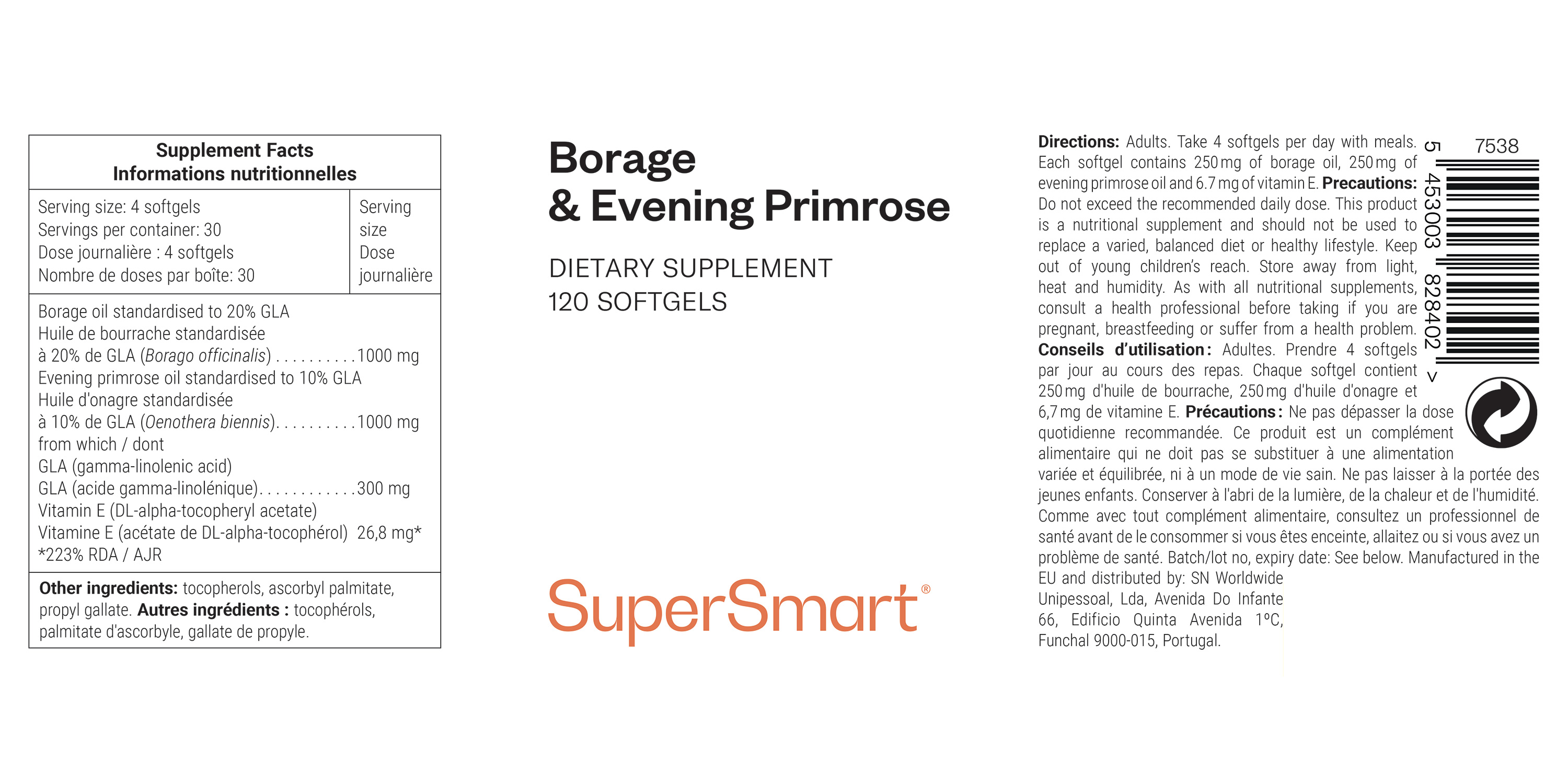 Integratore alimentare di olio di borragine ed enotera