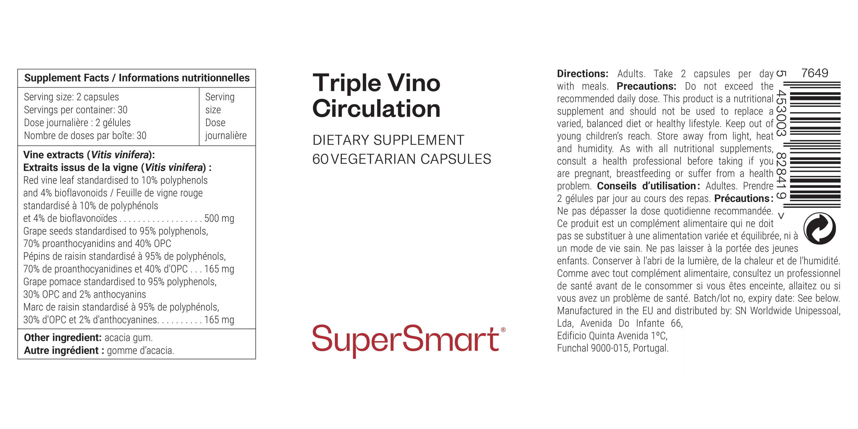 Red vine supplement for the relief of heavy legs 