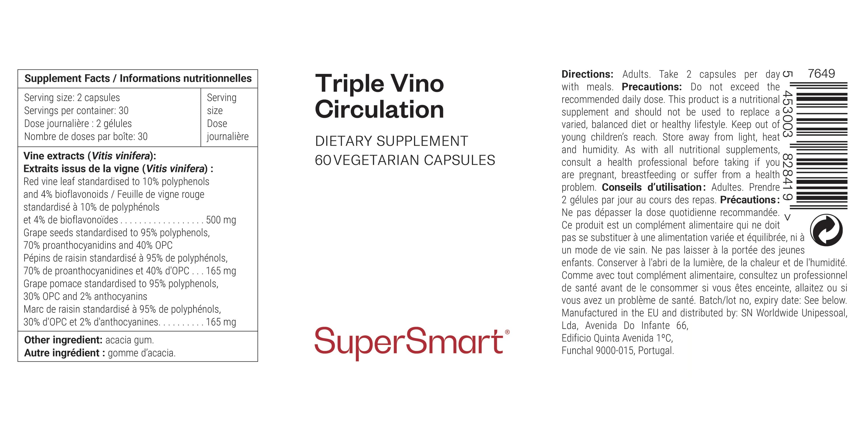Red vine supplement for the relief of heavy legs 