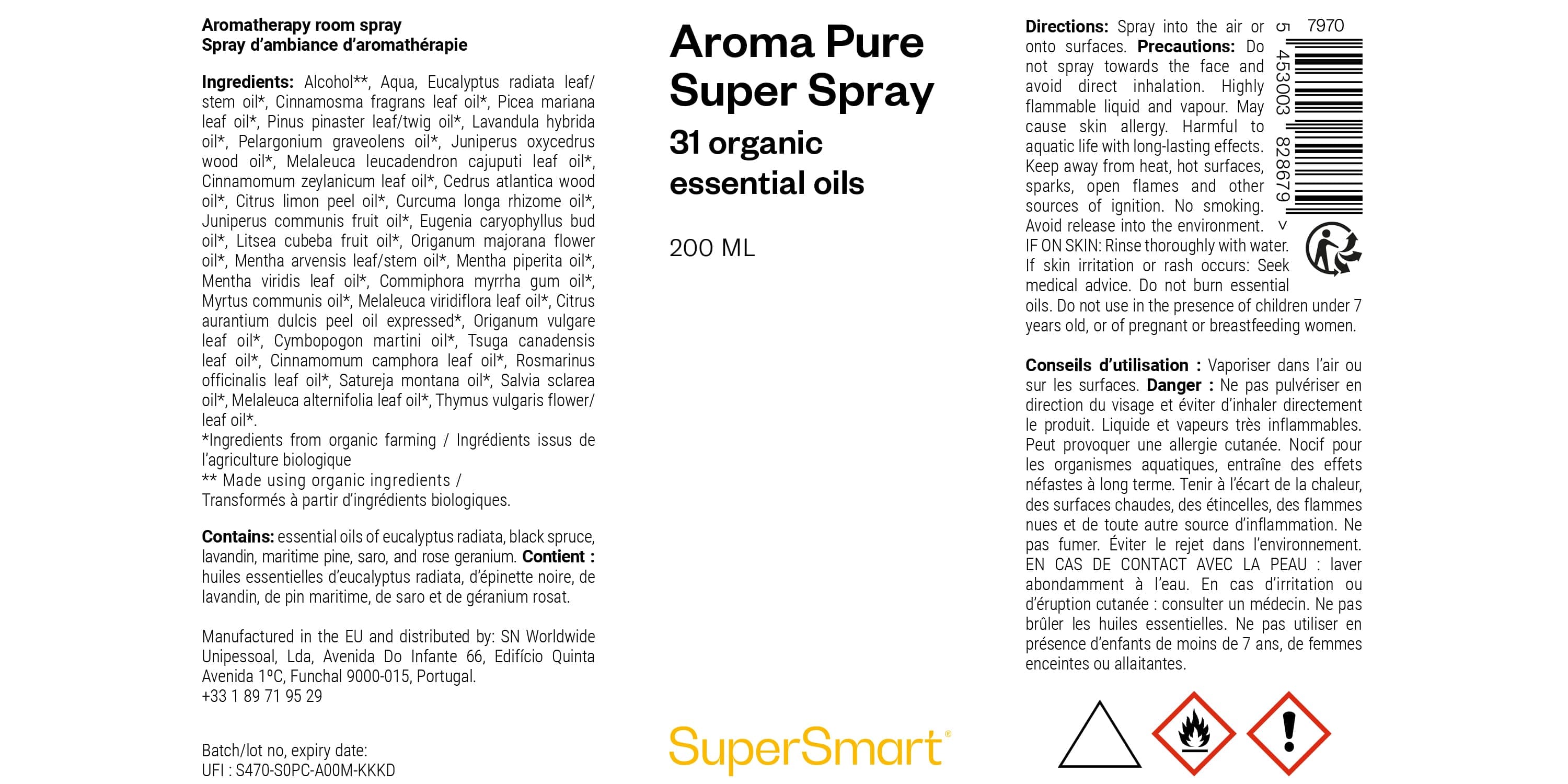 Purifying and purifying spray with essential oils