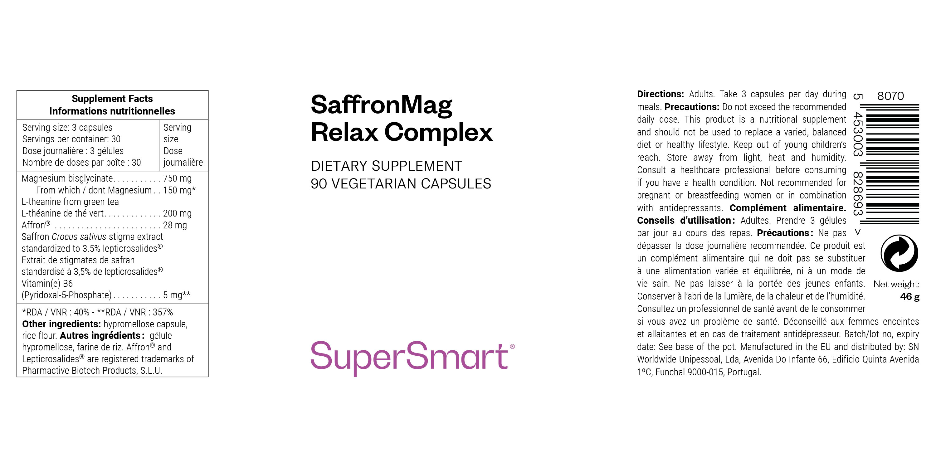 Anti-stress dietary supplement with saffron and magnesium