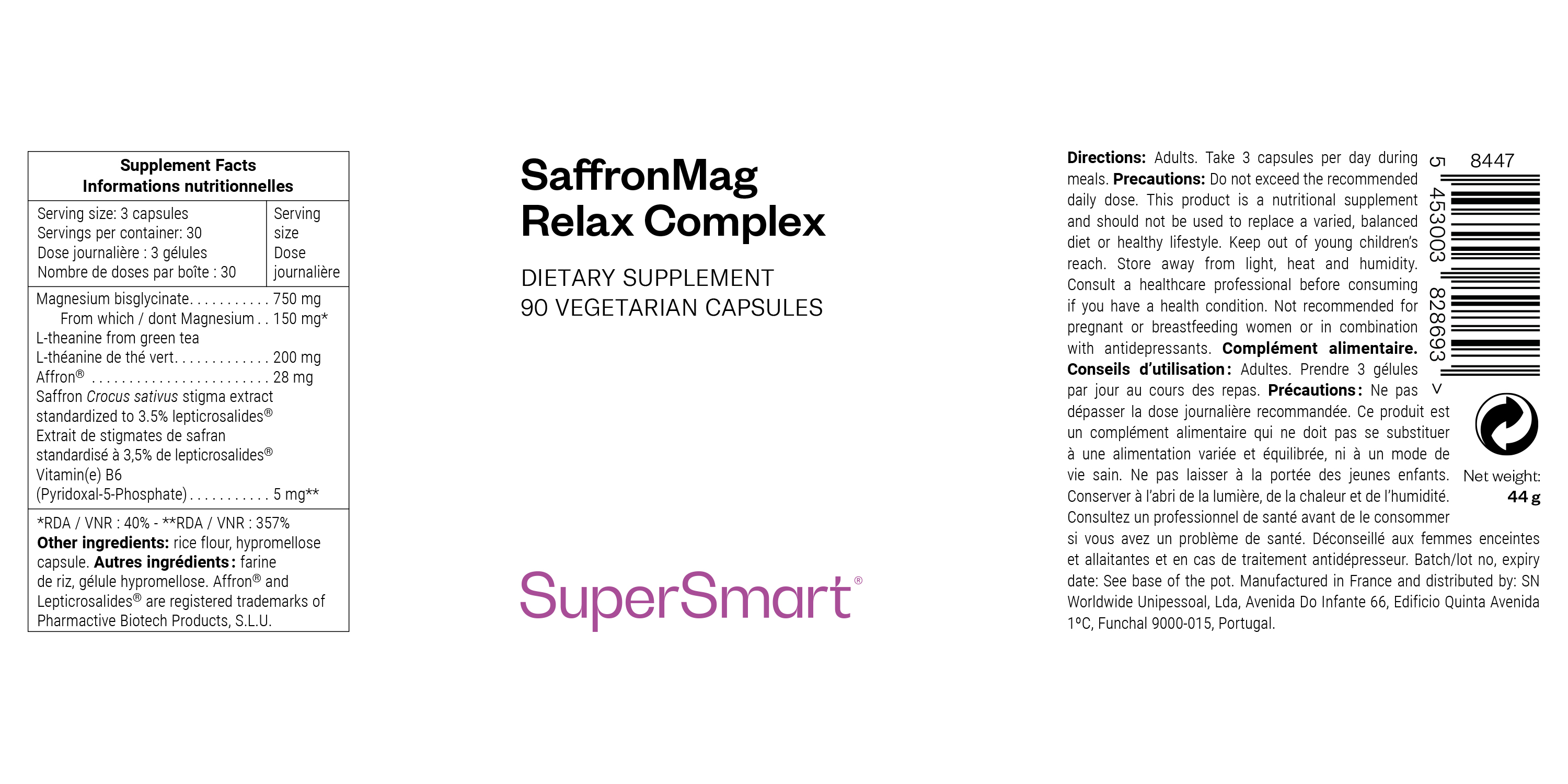 Complément alimentaire anti-stress de safran et magnésium