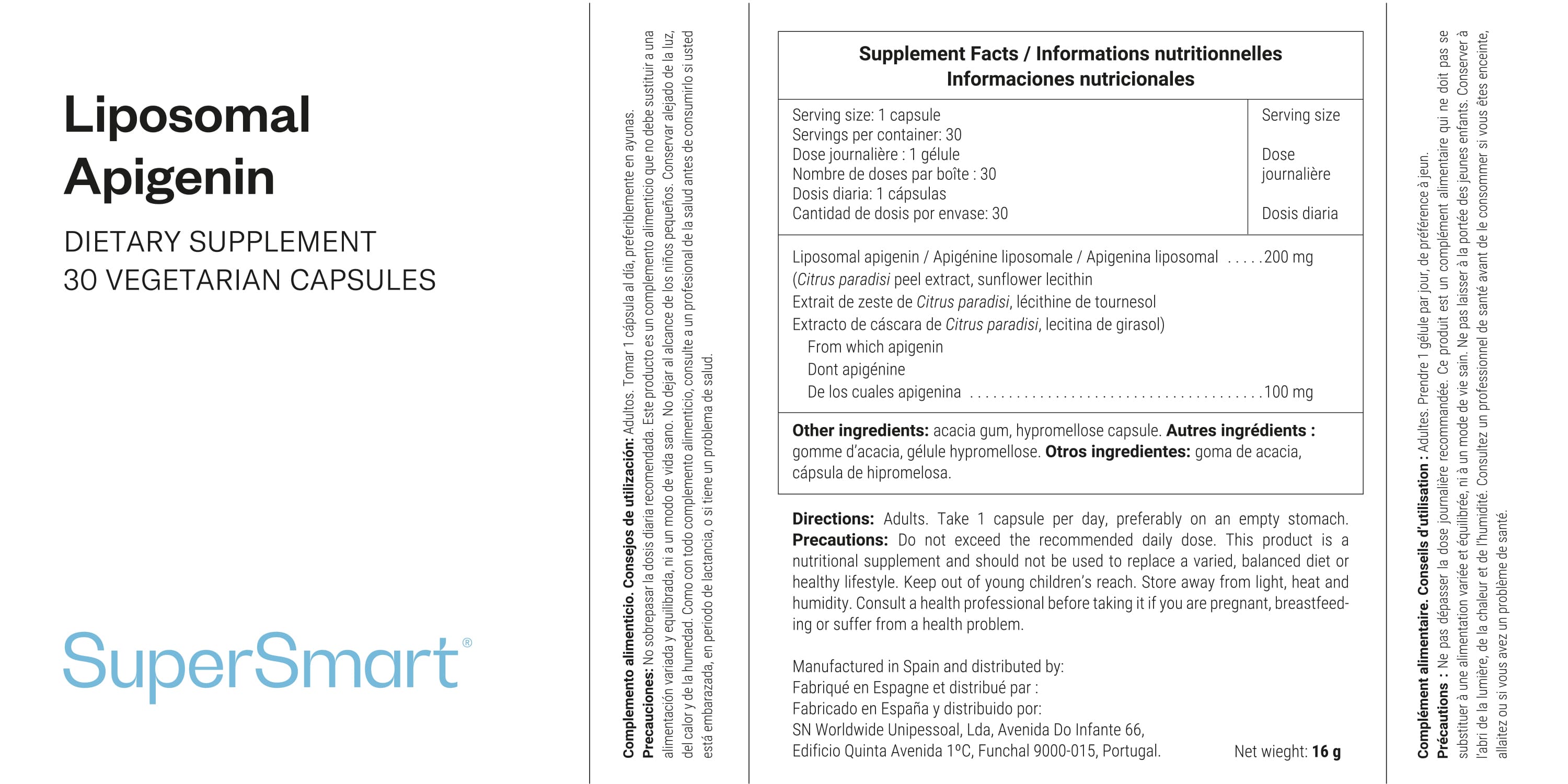 Liposomal apigenin food supplement