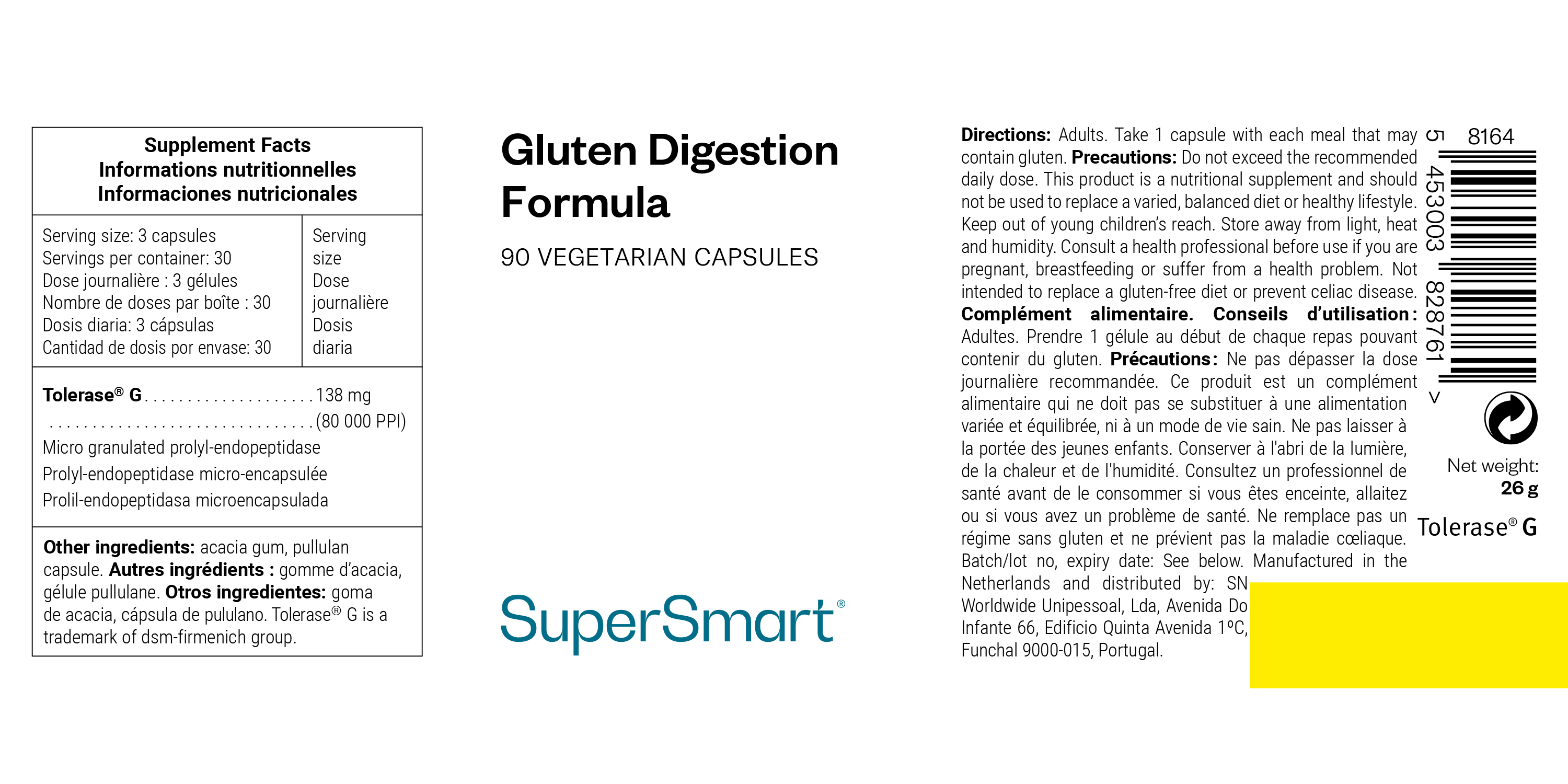 Food enzyme supplement to digest gluten