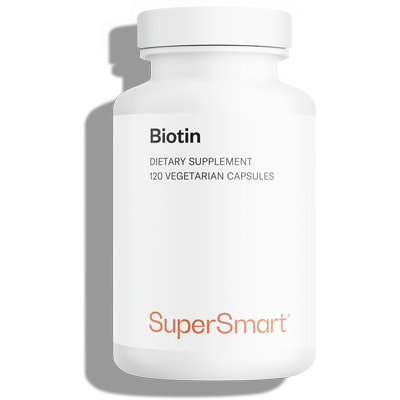 Glas mit Biotin oder Vitamin B7 Nahrungsergänzungsmittel