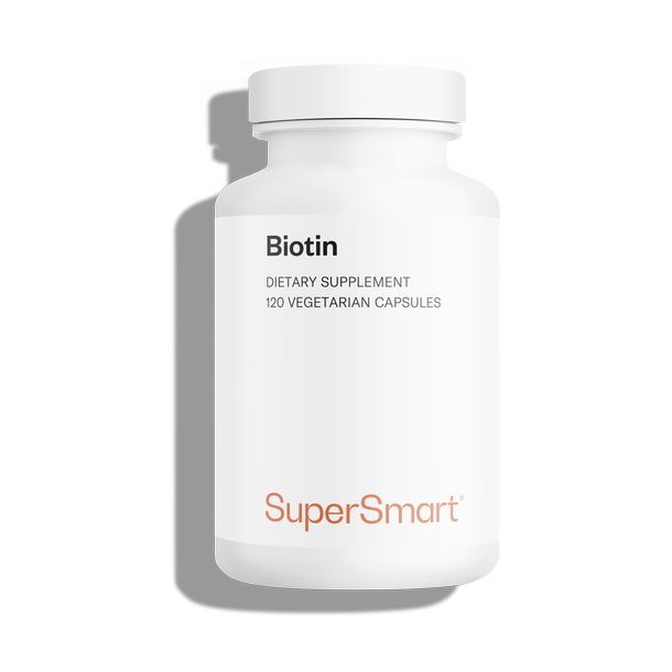 Pot met voedingssupplement Biotine, oftewel vitamine B8 