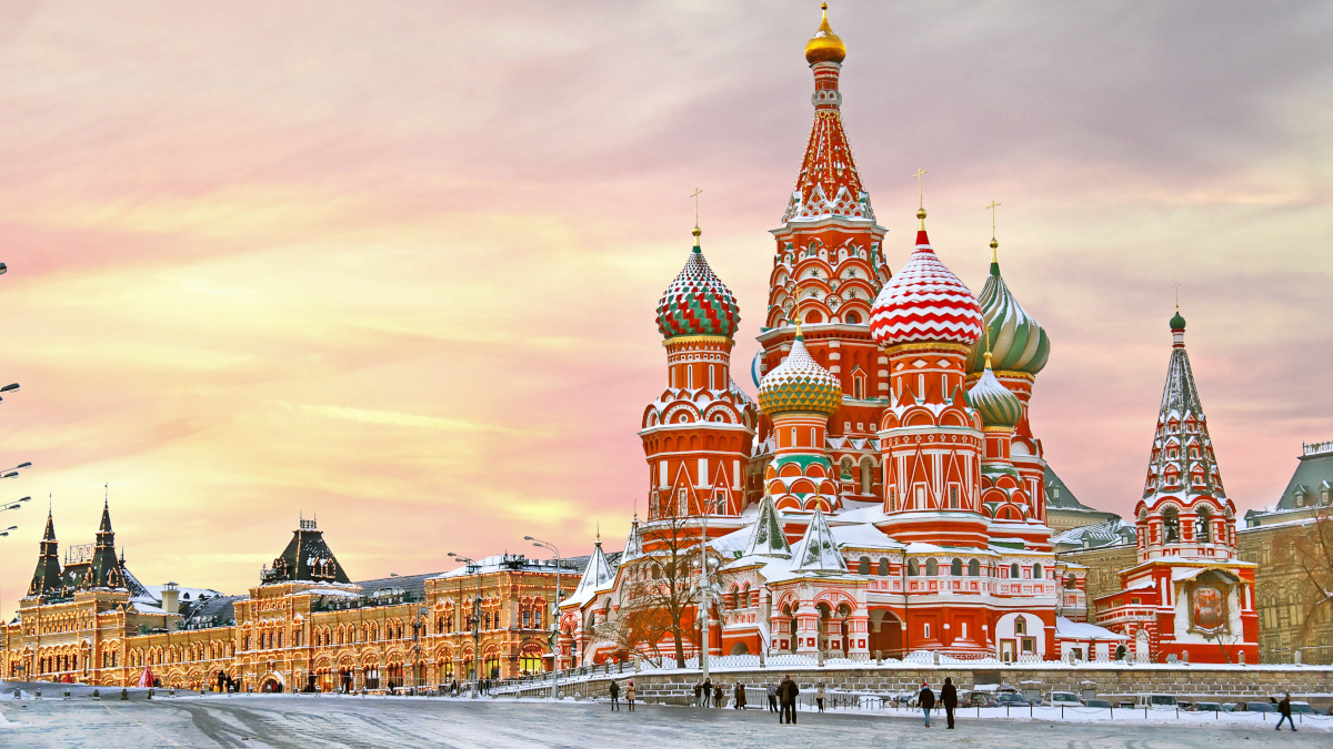 Russian cathedral in the snow